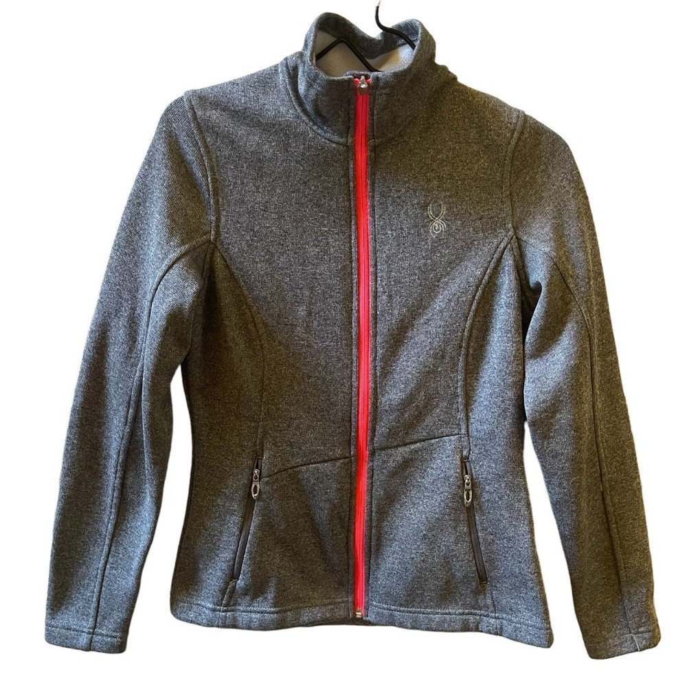 SPYDER Core Sweater Full Zip Up Jacket Gray Women Knit Fleece Athletic Size M